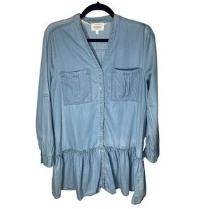 Bohme Blue Peplum Tunic with Mandarin Collar